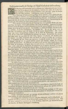 Description exacte de l'horloge de l'Eglise Cathedrale de Strasbourg