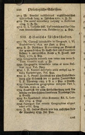 220-245, XIII. Historische Wissenschaften.