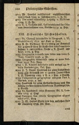220-245, XIII. Historische Wissenschaften.