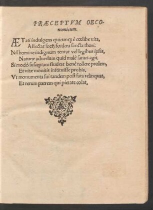 Praeceptum Oeconomicum.