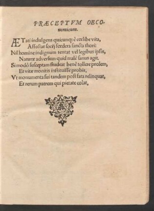 Praeceptum Oeconomicum.
