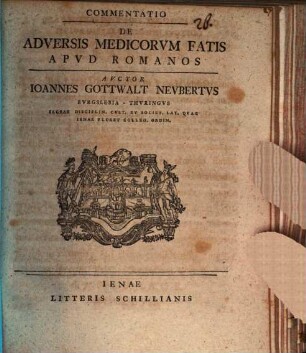 Commentatio de adversis medicorum fatis apud Romanos