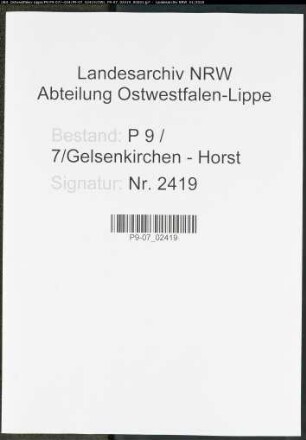 Sterberegister Standesamt Gelsenkirchen-Horst