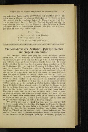 Einheitlichkeit der deutschen Pflanzennamen im Jugendunterrichte