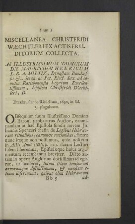 Ad... Dn. Mauritium Henricum L.B.A. Miltiz