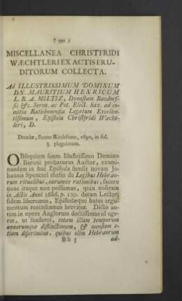 Ad... Dn. Mauritium Henricum L.B.A. Miltiz