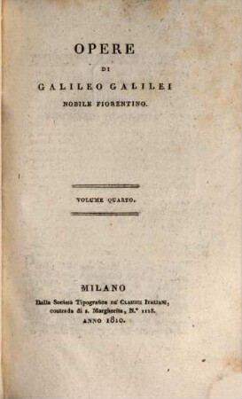 Opere di Galileo Galilei Nobile Fiorentino, 4