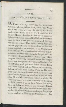 XVII. Marcus Porcius Cato von Utica