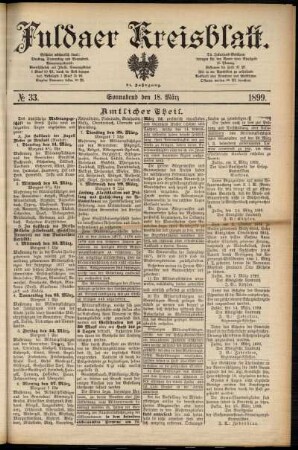 Erste Ausgabe vom Samstag, den 18. März 1899.