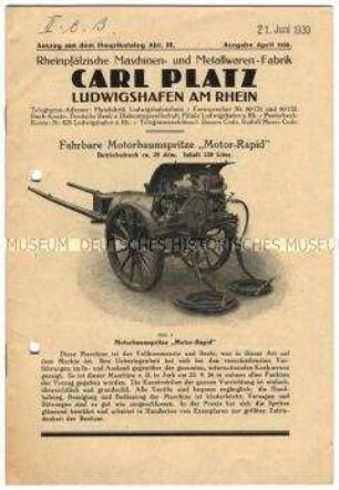 Fahrbare Motorbaumspritzen "Motor-Rapid"
