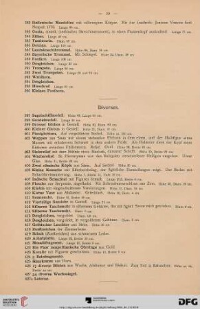Diverses (Nr. 397-427a)