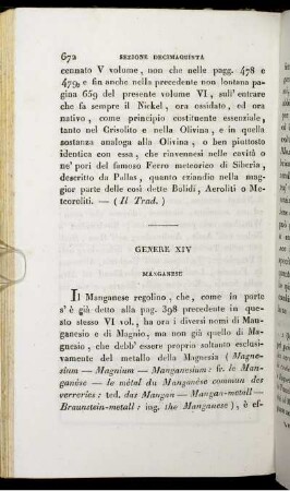 Genere XIV. Manganese.