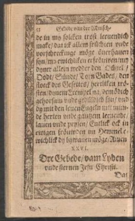 Dre Gebede/ vam Lyden unde sterven Jesu Christi.