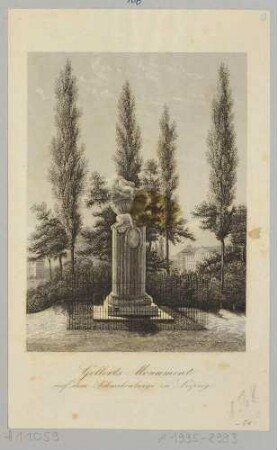 Das Denkmal Christian Fürchtegott Gellert auf dem Schneckenberg in Leipzig, 1774 von Adam Friedrich Oeser, heute Nachbildung von 1909 an der Schillerstraße