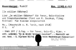Mauersberger, Rudolf, Im stillen Gäßchen