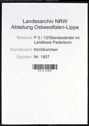 Sterberegister Standesamt Kirchborchen