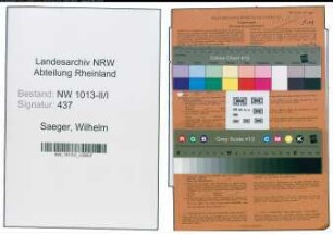 Entnazifizierung Wilhelm Saeger , geb. 08.06.1912 (Schweisser)