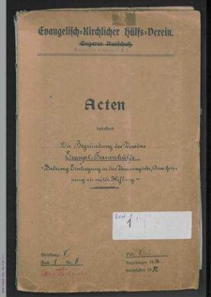 Begründung des Vereins Evangelische Frauenhülfe