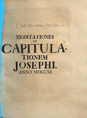 Meditationes Ad Capitulationem Josephi