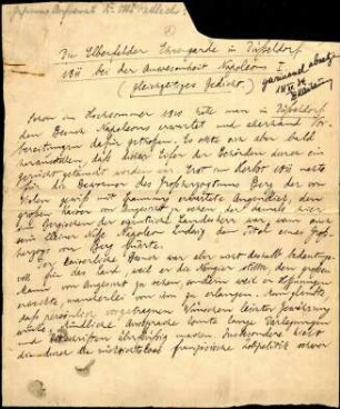 5-10-18-2.0000: Redlich, Otto R., geheimer Archivrat, Direktor des Staatsarchivs; diverse Schreiben ff.: Manuskript "Die Elberfelder Ehrengarde in Düsseldorf bei der Anwesenheit Napoleons I"