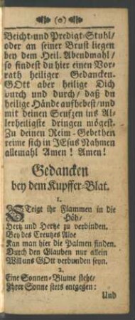 Gedancken bey dem Kupffer-Blat