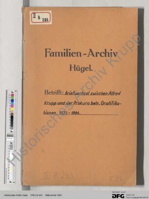 Schriftwechsel zwischen Alfred Krupp und der Prokura betr. Gratifikationen