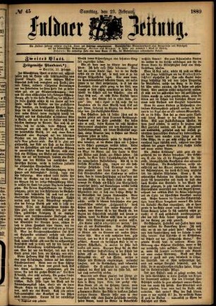 Zweite Ausgabe vom Samstag, den 23. Februar 1889.