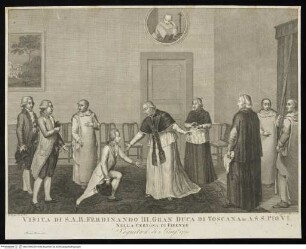 Pius VI empfängt Ferdiand III, Herzog der Toskana - Visita Di S.AS.R. Ferdinando III. Gran Duca Di Toscana & AS.S. Pio VI. Nella Certosa Di Firenze. Seguita il di 5. Giug.no 1798.