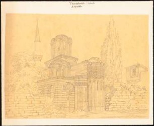S. Aposteln, Thessaloniki: Perspektivische Ansicht mit Minarett (vermutlich nach Charles Texier und Richard P. Pullan, XLVI.)