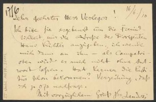 Brief an B. Schott's Söhne : 16.06.1910