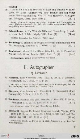 II. Autographen (Nr. 42-413)