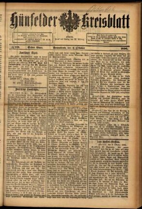 Ausgabe vom Samstag, den 03. Oktober 1896.
