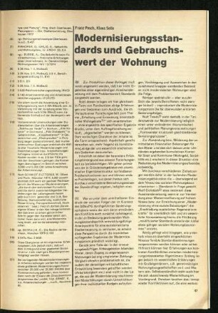 Modernisierungsstandards und Gebrauchswert der Wohnung