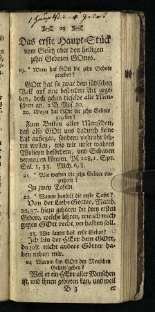 Das erste Haupt-Stück vom Gesetz oder den heiligen zehn Geboten Gottes