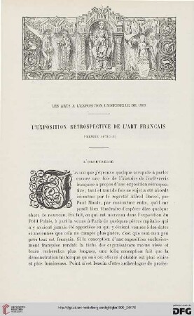 3. Pér. 24.1900: L' exposition rétrospective de l'art français, L'orfèvrerie, 1 : les arts à l'Exposition Universelle de 1900