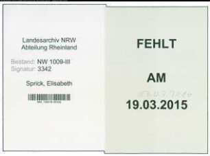 Entnazifizierung Elisabeth Sprick , geb. 05.07.1906 (Gastwirtin)