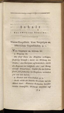 Inhalt des zweyten Theiles.