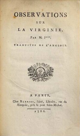 Observations sur la Virginie : traduités de l'Anglois