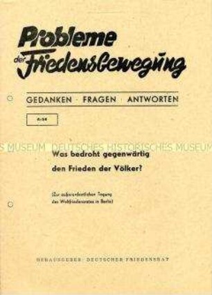 Mitteilungsblatt des Deutschen Friedensrates zur Außerordentlichen Tagung des Weltfriedensrates in Berlin