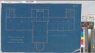 Handorf (Münster) Kloster der Schwestern der göttlichen Vorsehung (Vorsehungskloster) Grundriß Dachgeschoß nach 1895 1 : 100 42,5 x 68,5 Blaupause Franz Wucherpfennig, Architekt Nachlaß Wucherpfennig