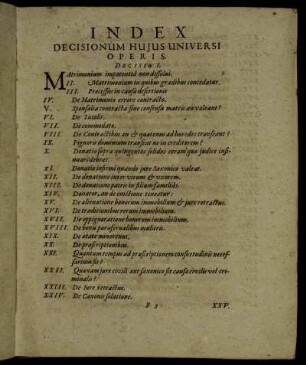 Index Decisionum Huius Universi Operis.