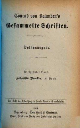 Conrad von Bolanden's Gesammelte Schriften, 4. Die Freidenker
