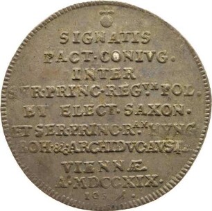 1/8 Taler - auf die Verlobung des Kurprinzen Friedrich August mit Prinzessin Maria Josepha in Wien