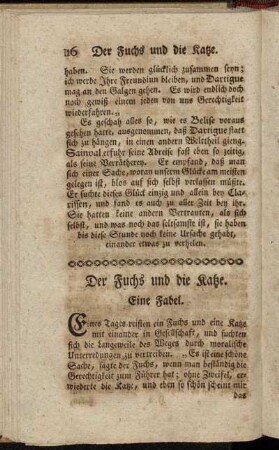 Der Fuchs und die Katze. Eine Fabel.