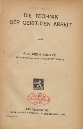 Die Technik der geistigen Arbeit