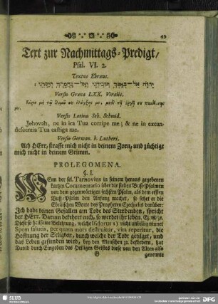 [Erklärung der Nachmittags-Predigt, Psal. VI. 2]