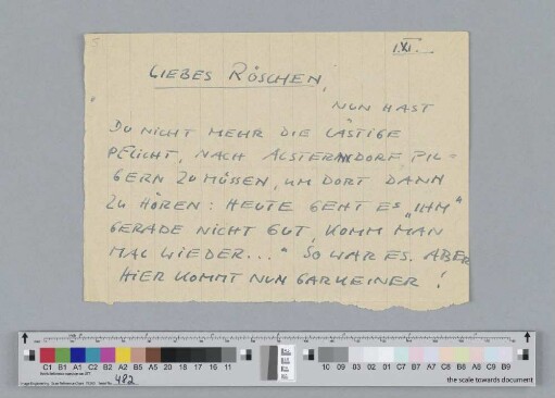 Brief an Rosemarie Hackelberg