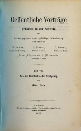 Aus der Geschichte der Schöpfung : Vortrag gehalten in Neumünster am 15. December 1870