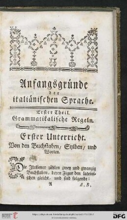 Erster Theil: Von den grammatikalischen Regeln