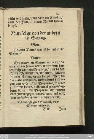 Nun folget von der andern art Satzung.